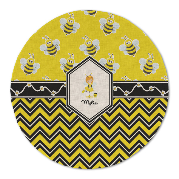 Custom Buzzing Bee Round Linen Placemat (Personalized)