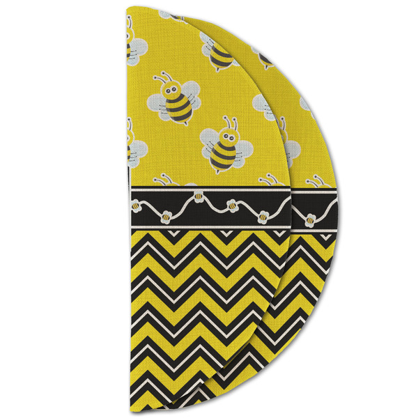 Buzzing Bee Round Linen Placemats - HALF FOLDED (double sided)