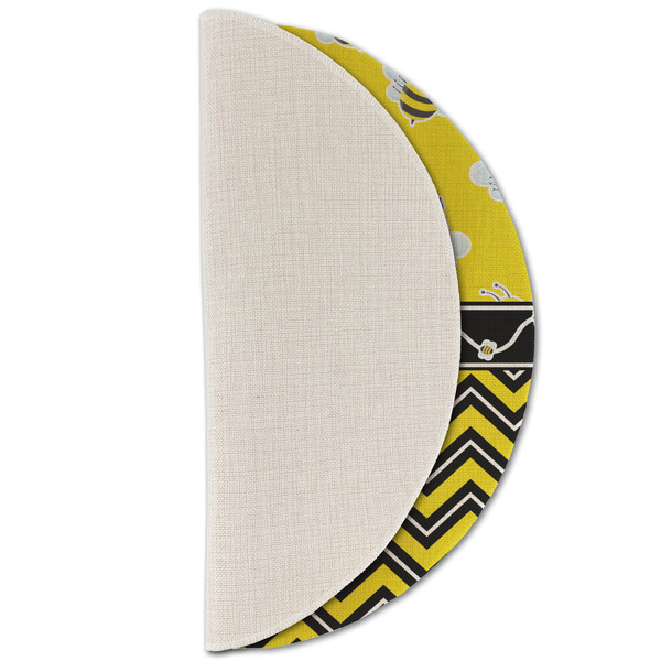 Buzzing Bee Round Linen Placemats - HALF FOLDED (single sided)