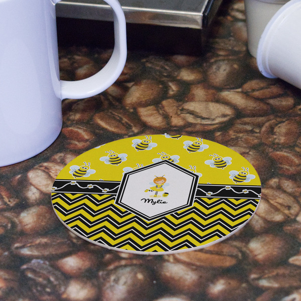 Buzzing Bee Round Paper Coaster - Front