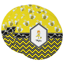 Buzzing Bee Round Paper Coasters w/ Name or Text