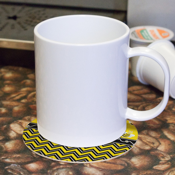 Buzzing Bee Round Paper Coaster - With Mug