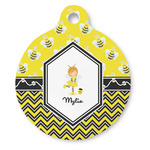 Buzzing Bee Round Pet ID Tag - Large (Personalized)