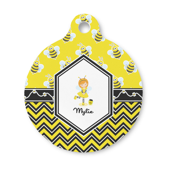 Custom Buzzing Bee Round Pet ID Tag - Small (Personalized)