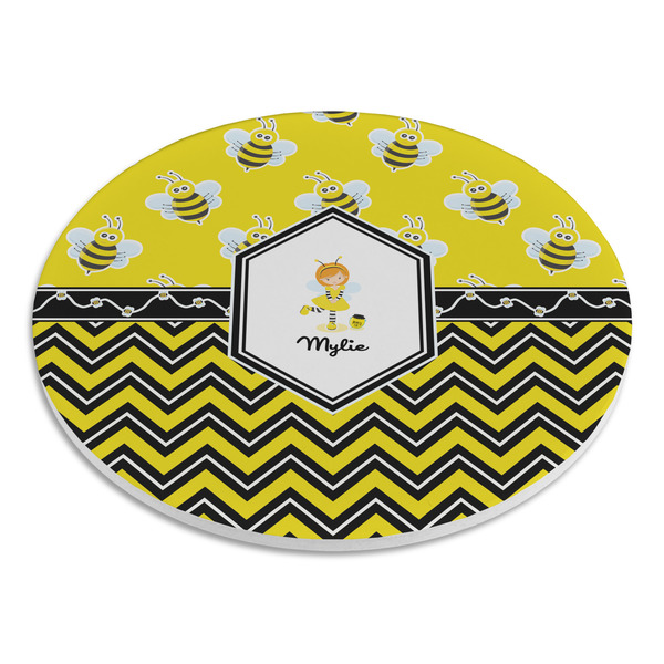 Buzzing Bee Round Stone Trivet - Angle View