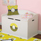 Buzzing Bee Round Wall Decal on Toy Chest