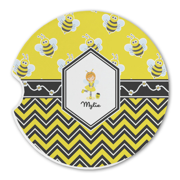 Custom Buzzing Bee Sandstone Car Coaster - Single (Personalized)