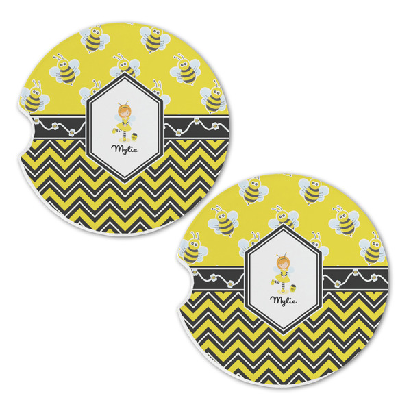 Buzzing Bee Sandstone Car Coasters - Set of 2