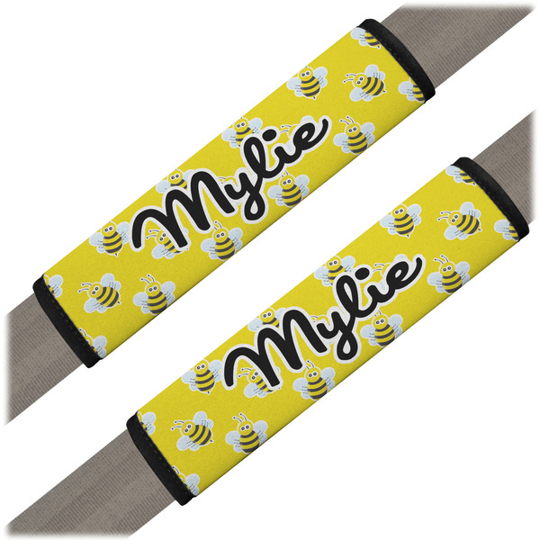 Custom Buzzing Bee Seat Belt Covers (Set of 2) (Personalized)
