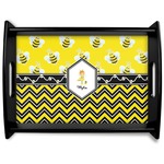 Buzzing Bee Black Wooden Tray - Large (Personalized)