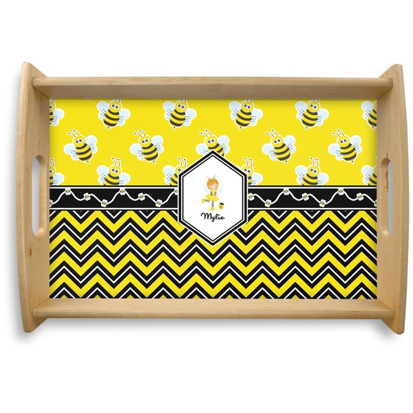 Custom Buzzing Bee Natural Wooden Tray - Small (Personalized)
