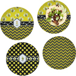 Buzzing Bee Set of 4 Glass Lunch / Dinner Plate 10" (Personalized)