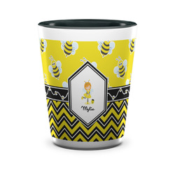 Buzzing Bee Ceramic Shot Glass - 1.5 oz - Two Tone - Set of 4 (Personalized)