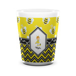 Buzzing Bee Ceramic Shot Glass - 1.5 oz - White - Set of 4 (Personalized)