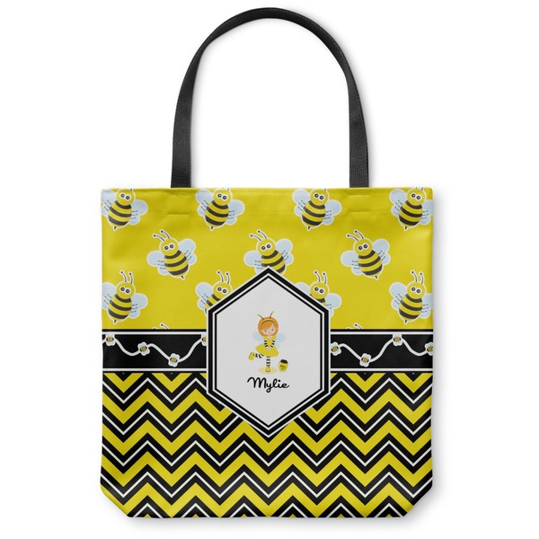 Custom Buzzing Bee Canvas Tote Bag - Small - 13"x13" (Personalized)