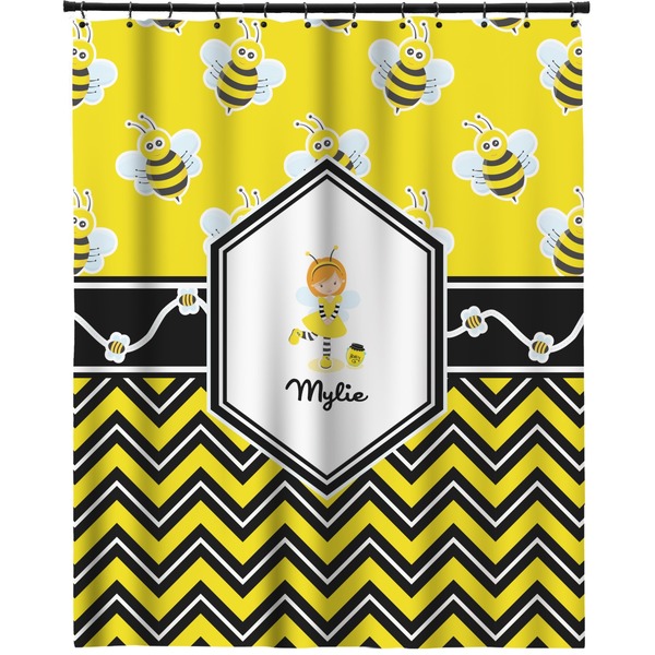 Custom Buzzing Bee Extra Long Shower Curtain - 70"x84" (Personalized)
