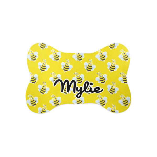 Custom Buzzing Bee Bone Shaped Dog Food Mat (Small) (Personalized)