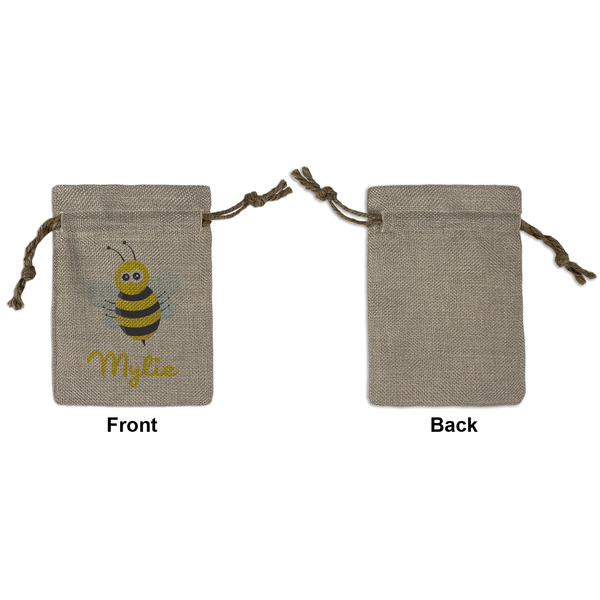 Buzzing Bee Small Burlap Gift Bag - Front Approval
