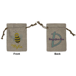 Buzzing Bee Small Burlap Gift Bag - Front & Back (Personalized)
