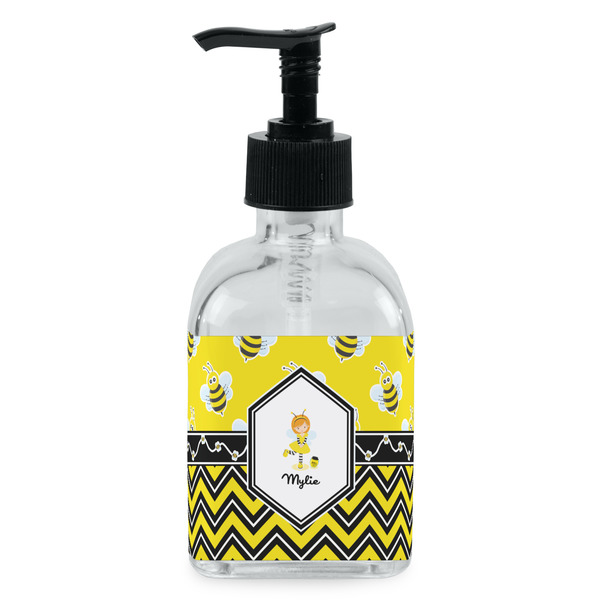 Custom Buzzing Bee Glass Soap & Lotion Bottle - Single Bottle (Personalized)