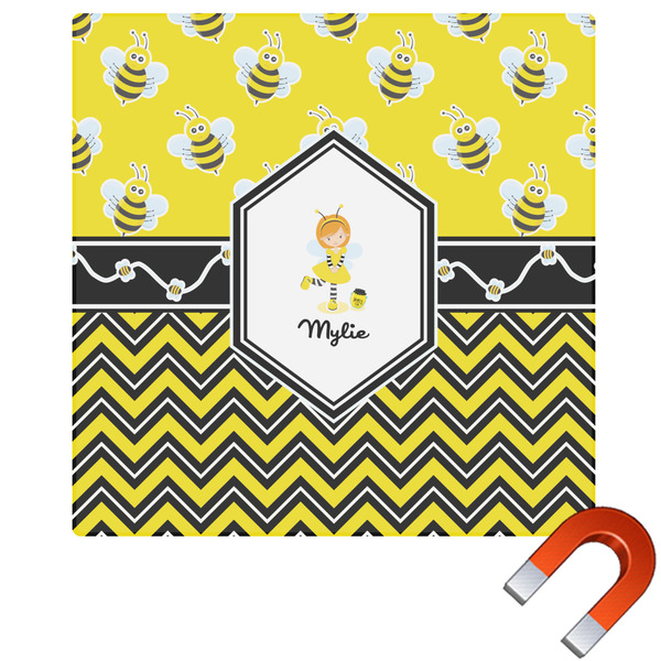 Custom Buzzing Bee Square Car Magnet - 6" (Personalized)