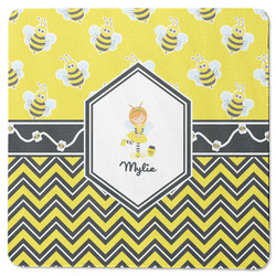 Buzzing Bee Square Rubber Backed Coaster (Personalized)