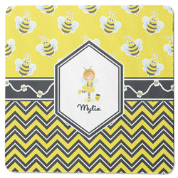 Buzzing Bee Square Rubber Backed Coaster (Personalized)