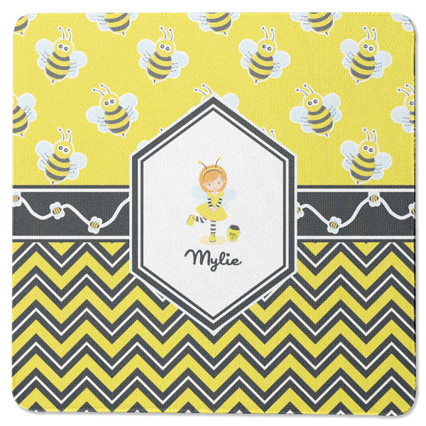 Custom Buzzing Bee Square Rubber Backed Coaster (Personalized)
