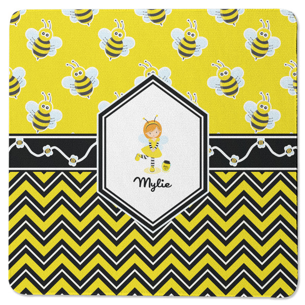 Custom Buzzing Bee Square Rubber Backed Coaster (Personalized)