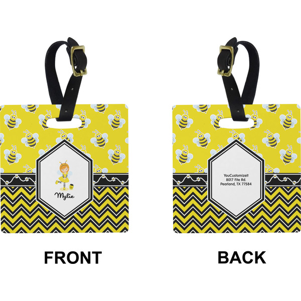 Buzzing Bee Square Luggage Tag (Front + Back)