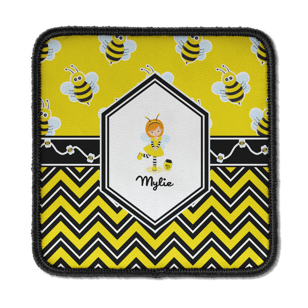 Custom Buzzing Bee Iron On Square Patch w/ Name or Text