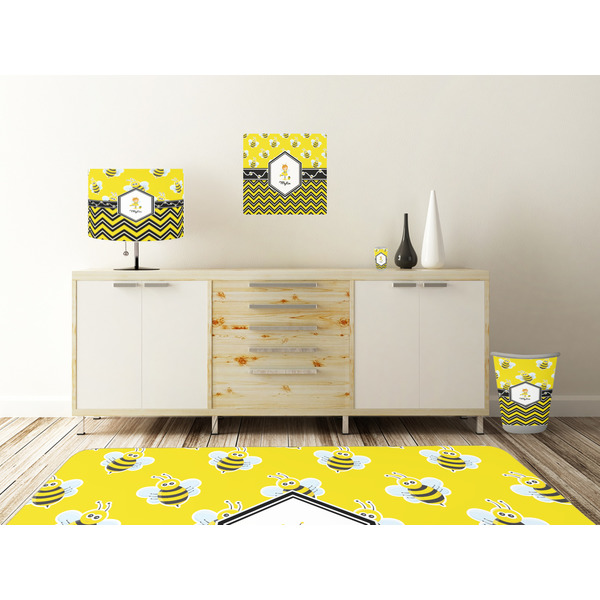 Buzzing Bee Square Wall Decal Wooden Desk