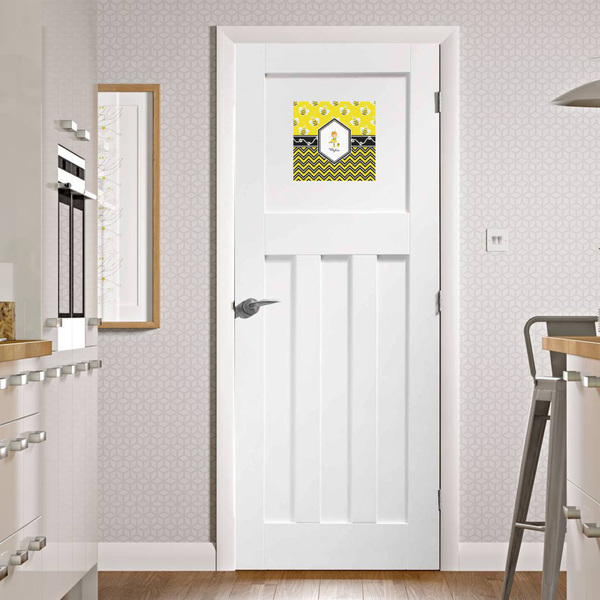 Buzzing Bee Square Wall Decal on Door