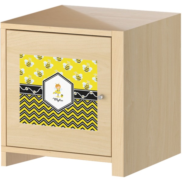 Buzzing Bee Square Wall Decal on Wooden Cabinet