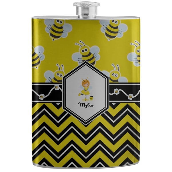 Custom Buzzing Bee Stainless Steel Flask (Personalized)