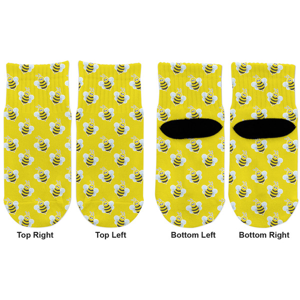 Buzzing Bee Toddler Ankle Socks - Double Pair - Front and Back - Apvl