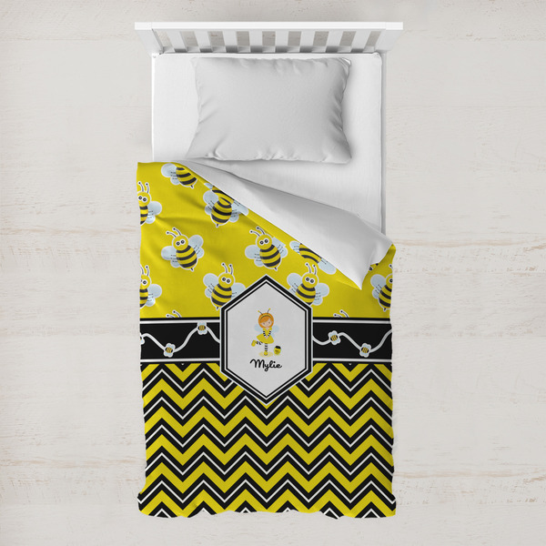 Custom Buzzing Bee Toddler Duvet Cover w/ Name or Text