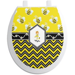 Buzzing Bee Toilet Seat Decal - Round (Personalized)