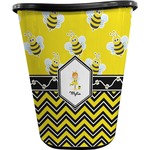 Buzzing Bee Waste Basket - Single Sided (Black) (Personalized)