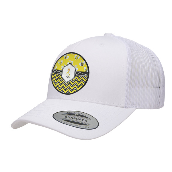 Custom Buzzing Bee Trucker Hat - White (Personalized)