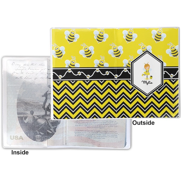 Buzzing Bee Vinyl Passport Holder - Flat Front and Back