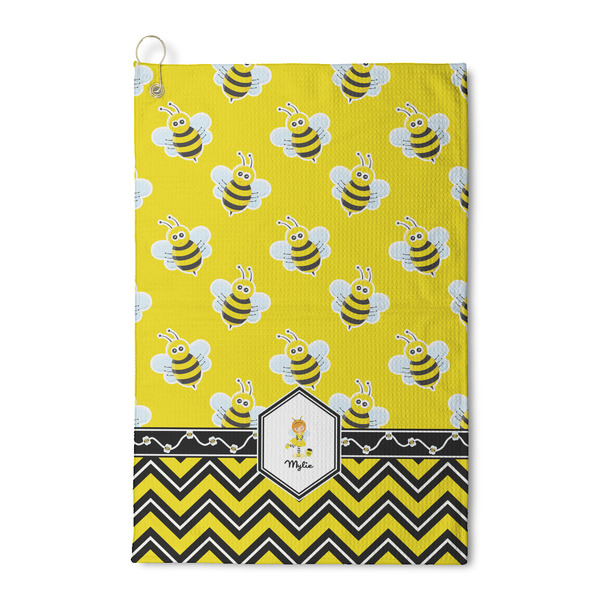 Custom Buzzing Bee Waffle Weave Golf Towel (Personalized)