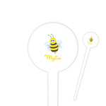 Buzzing Bee 4" Round Plastic Food Picks - White - Double Sided (Personalized)