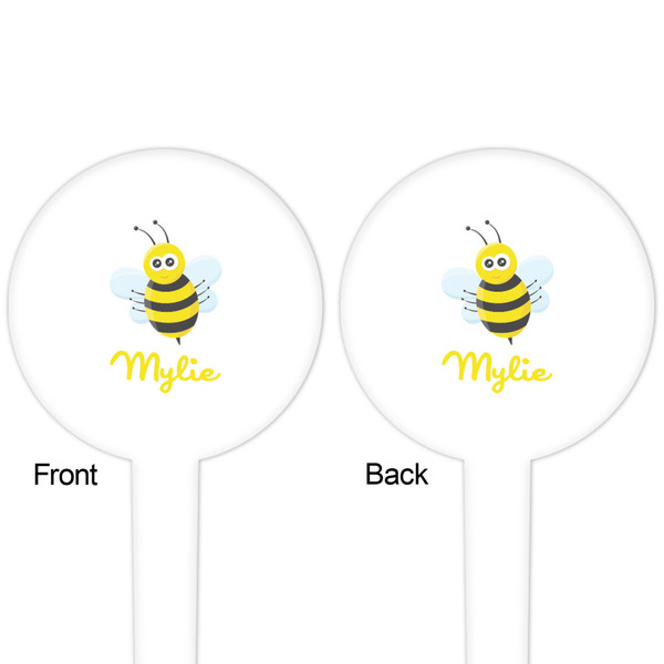 Buzzing Bee White Plastic 4" Food Pick - Round - Double Sided - Front & Back