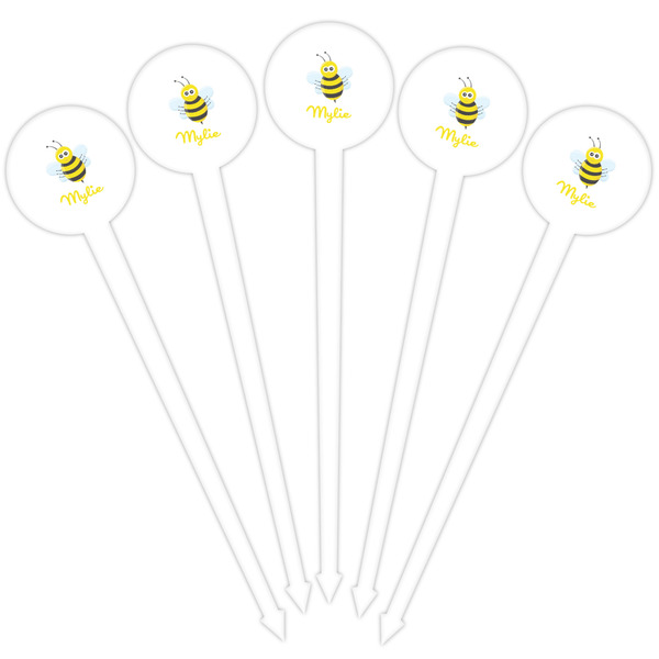 Buzzing Bee White Plastic 4" Food Pick - Round - Fan View