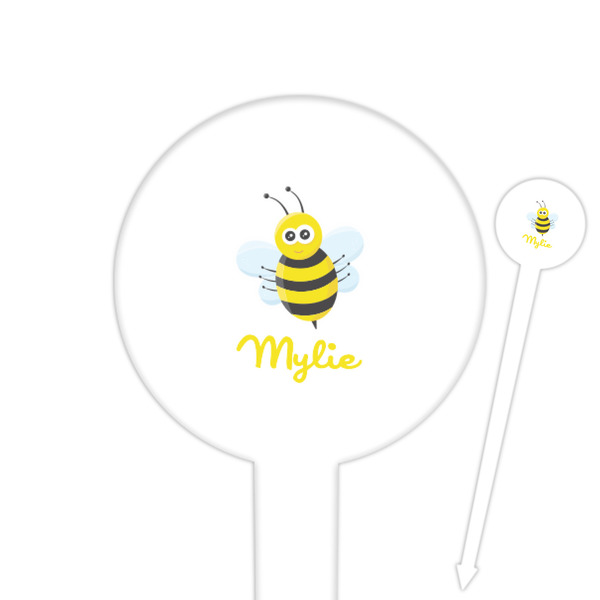Custom Buzzing Bee Cocktail Picks - Round Plastic (Personalized)