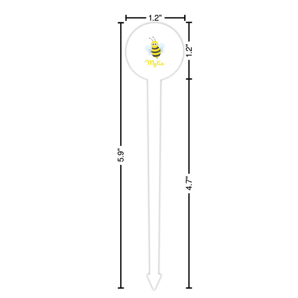 Buzzing Bee White Plastic 6" Food Pick - Round - Dimensions