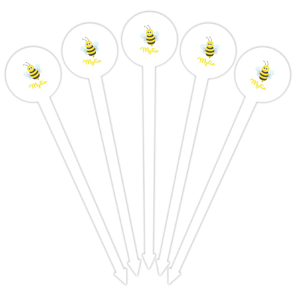 Buzzing Bee White Plastic 6" Food Pick - Round - Fan View