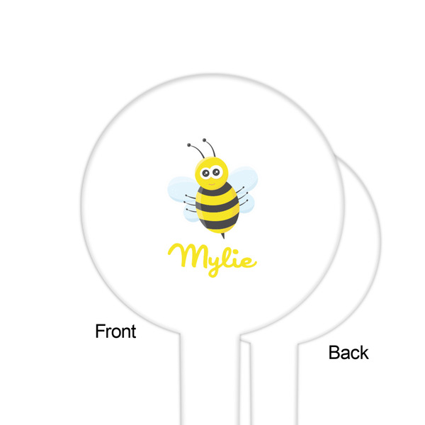 Buzzing Bee White Plastic 6" Food Pick - Round - Single Sided - Front & Back