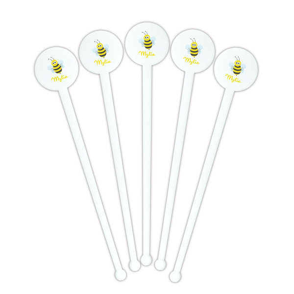 Buzzing Bee White Plastic 7" Stir Stick - Round - Fan View